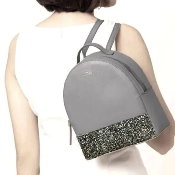 KATE SPADE~Sammi Greta Court Glitter Backpack~GRAY BAG - Picture 2 of 6